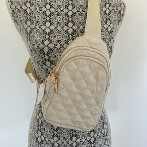 Quilted Cream Crossbody Bag